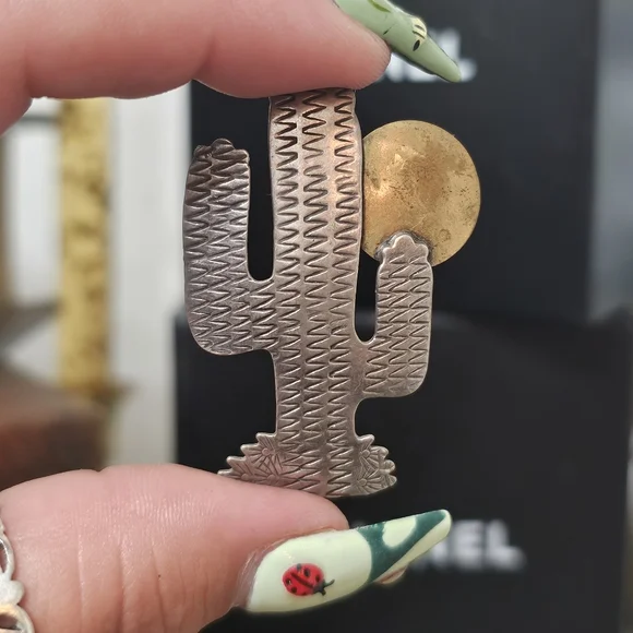 Sterling Silver Cactus Pierced Earrings - Picture 8 of 11